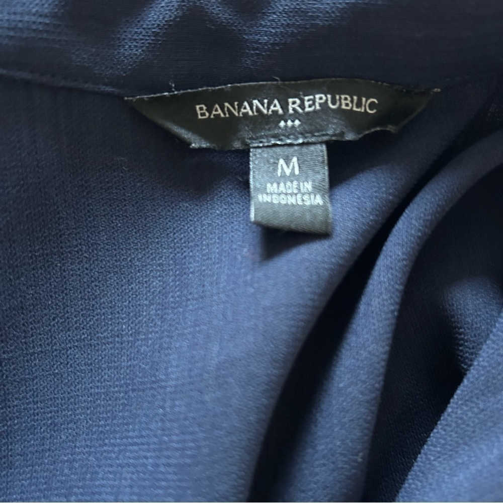 Banana Republic Navy Blue Cap Sleeve Shirt Dress SZ M - Picture 4 of 7